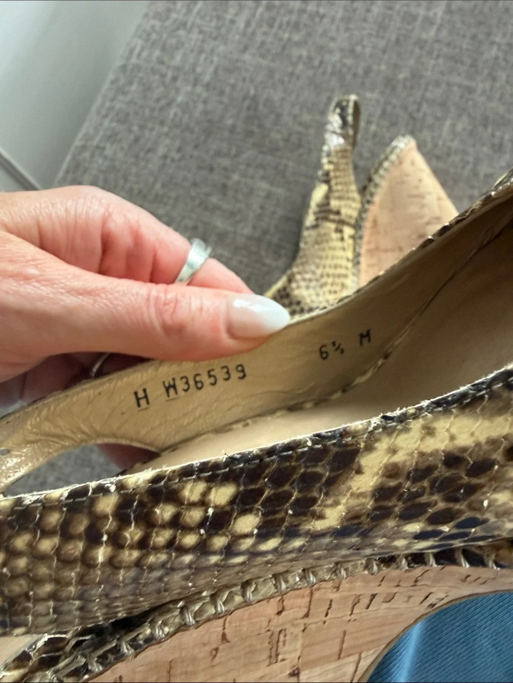 Peep-Toe Wedge Sandals in Snake Print Gold Stuart weitzman 6.5
